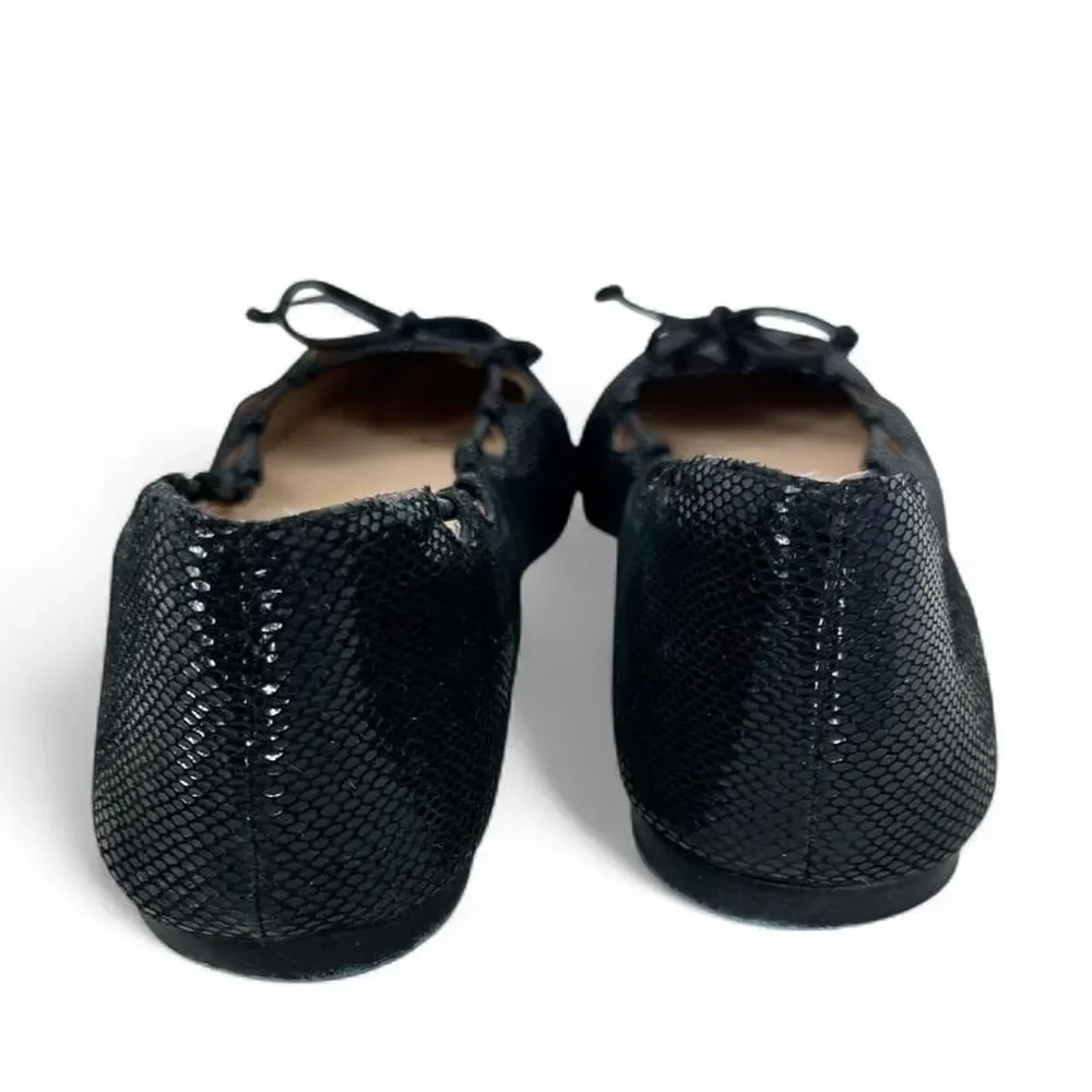 French Sole x Nicky Hilton, Charlott Black Viper Ballet Flats Size 8